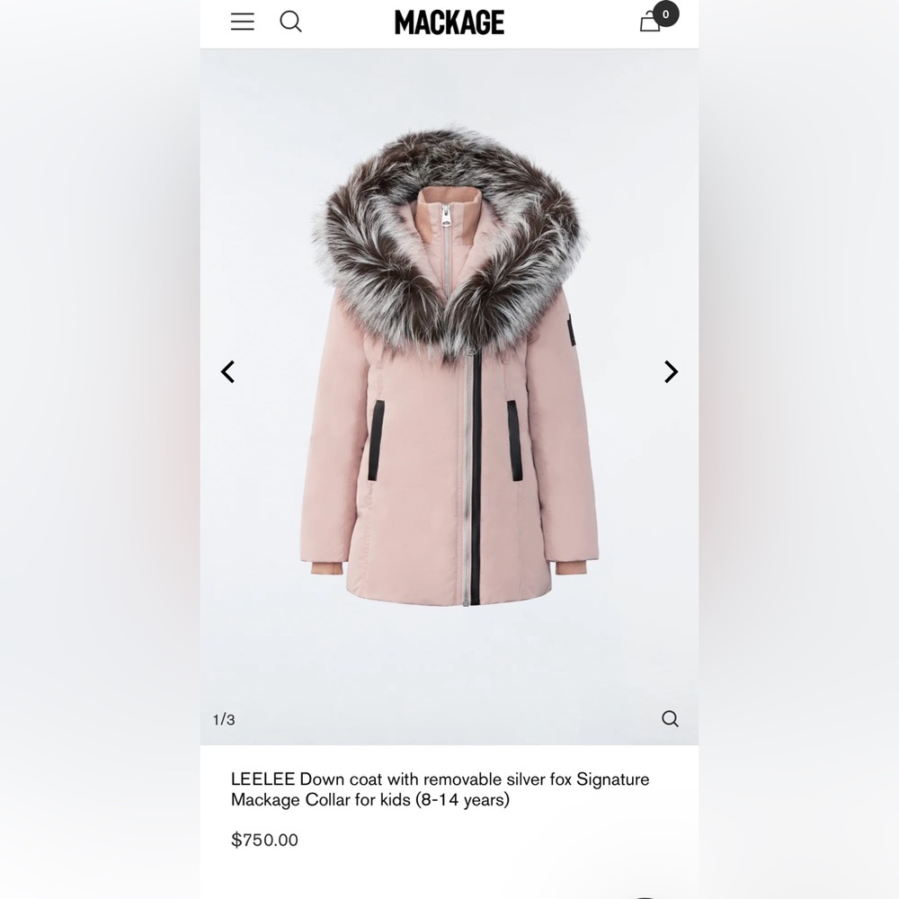 Mackage  girls jacket size 8